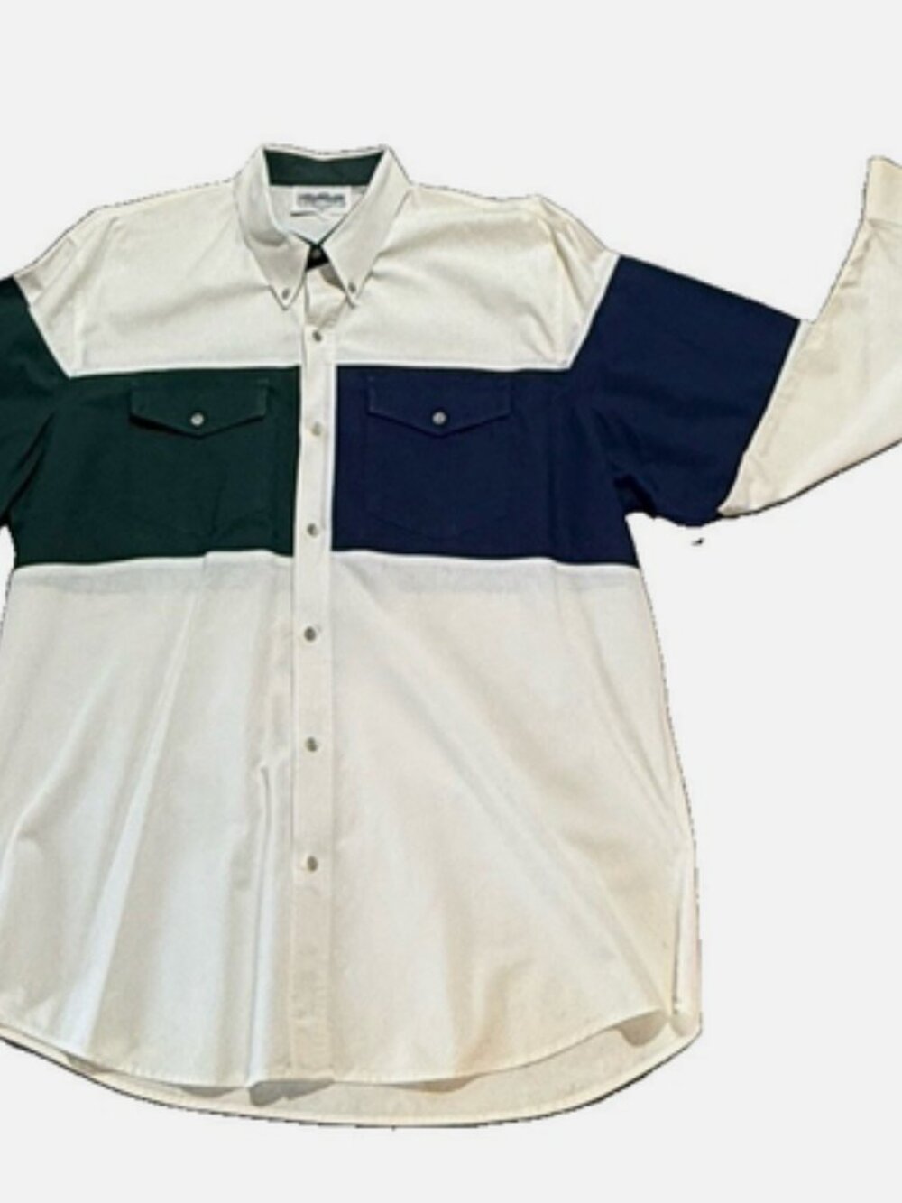Vintage The San Angelo Collection Texas Color Block Western Shirt Mens L